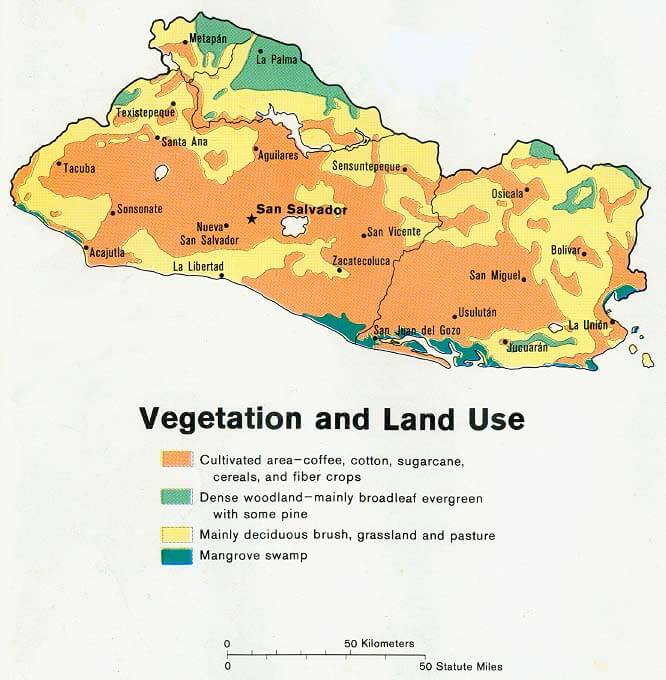 el salvador vegetation land map